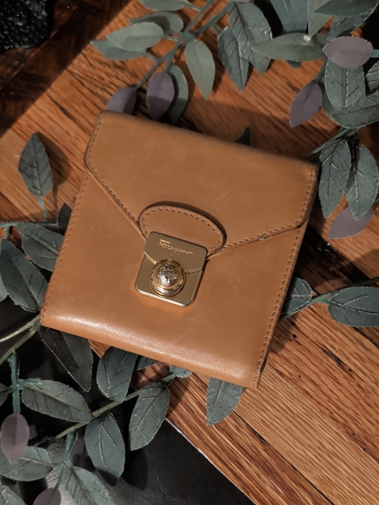 Salvatore Ferragamo Handbags - Salvatore Ferragamo Vintage Tan Leather Compact Wallet
